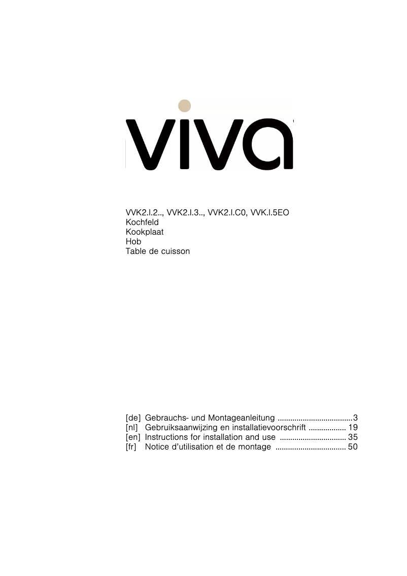 Page n°1 - Manuel utilisateur Viva VVK26I12C0