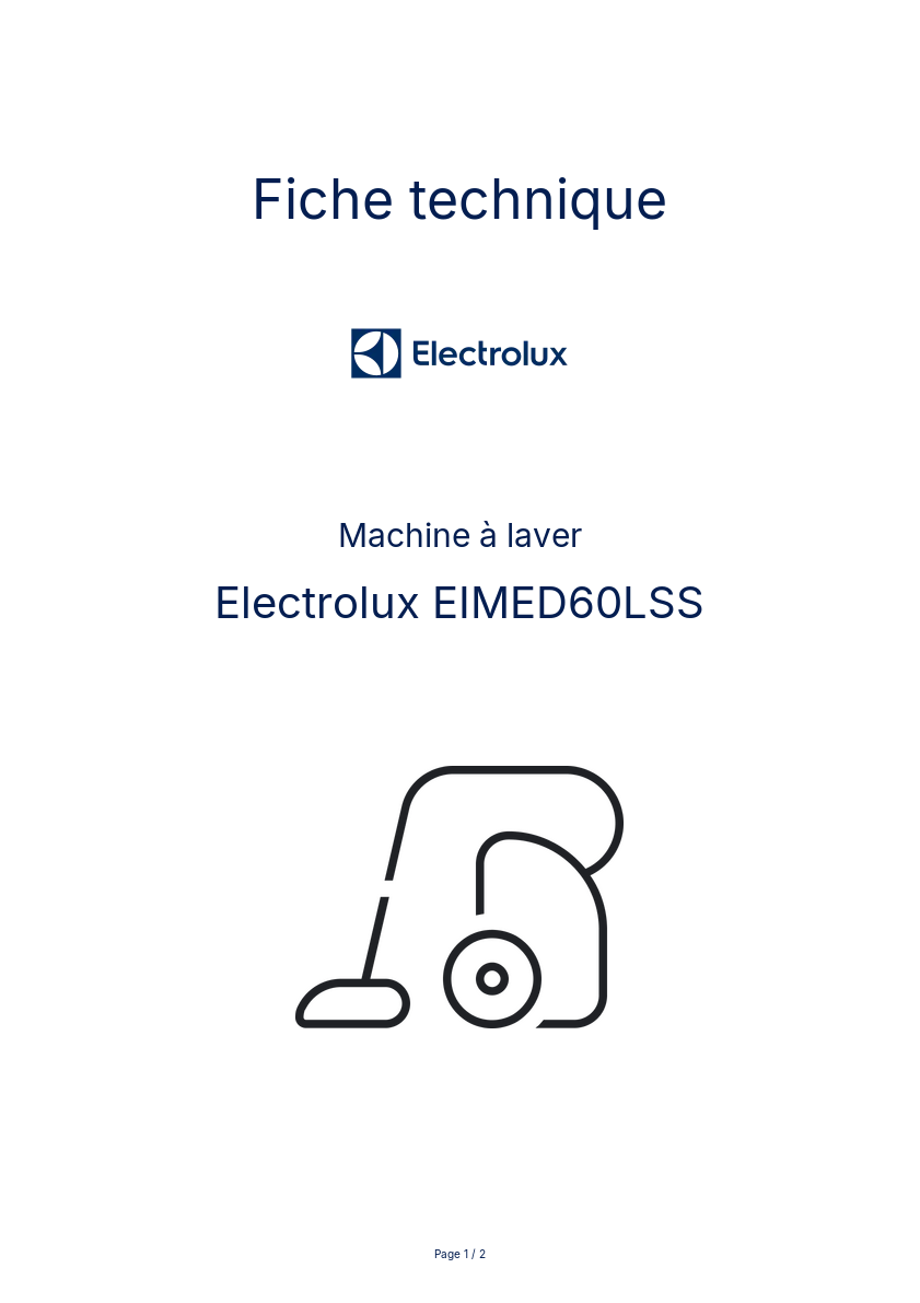 Page n°1 - Fiche technique Electrolux EIMED60LSS