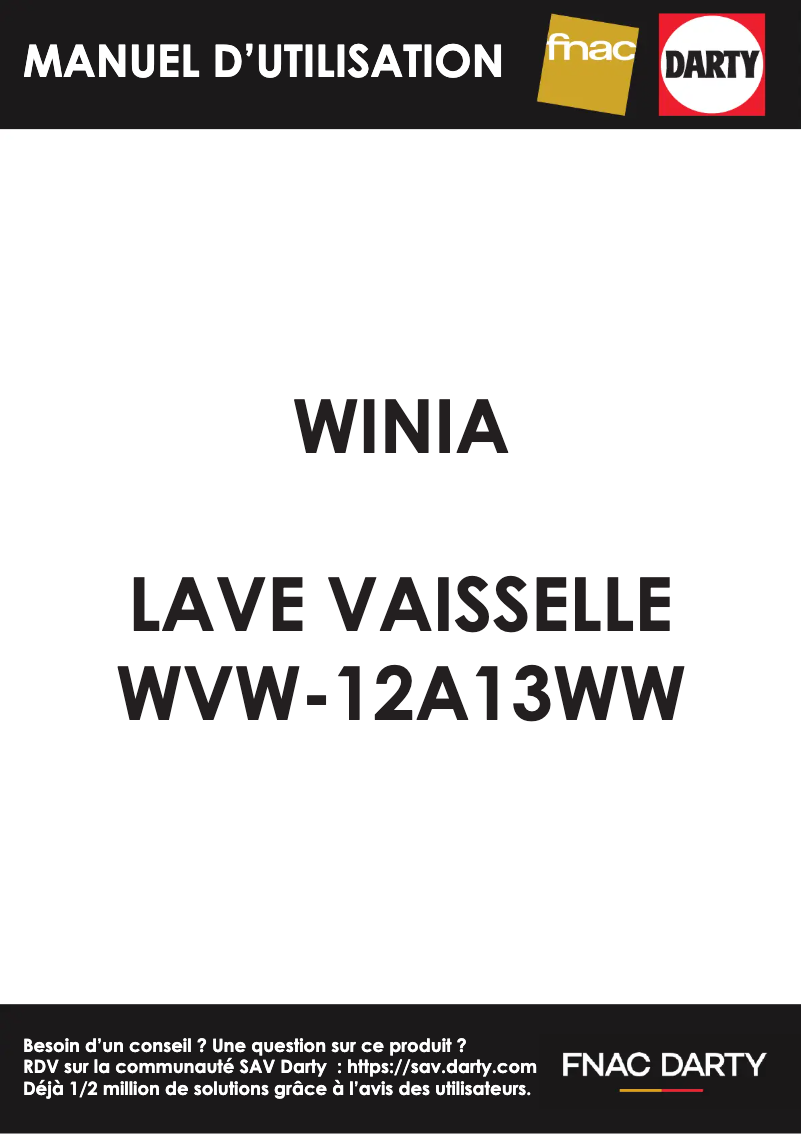 Page n°1 - Manuel utilisateur Winia WVW-12A13WW