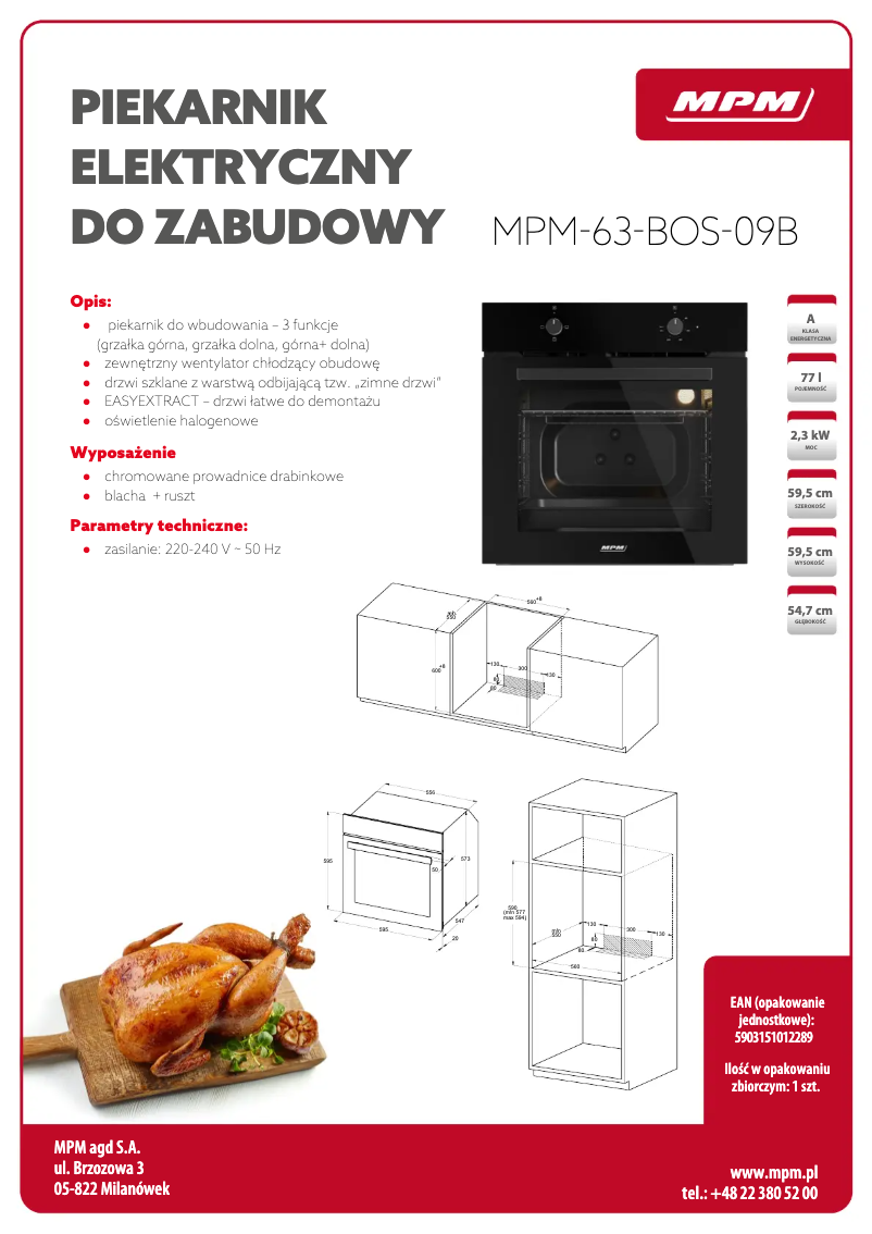 Page 1 de la notice Fiche technique MPM MPM-63-BOS-09B