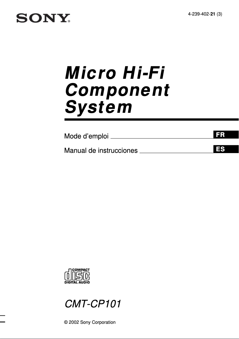 Page n°1 - Manuel utilisateur Sony CMT-CP101