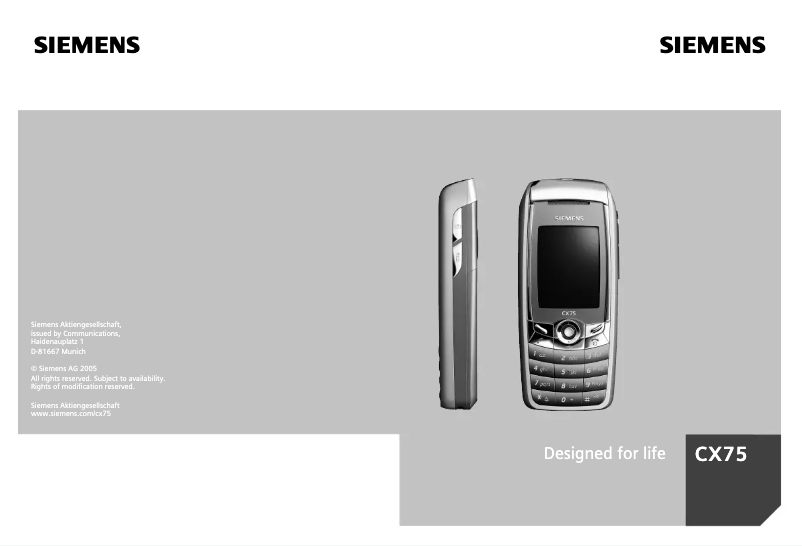 Page 1 de la notice Manuel utilisateur Siemens CX75