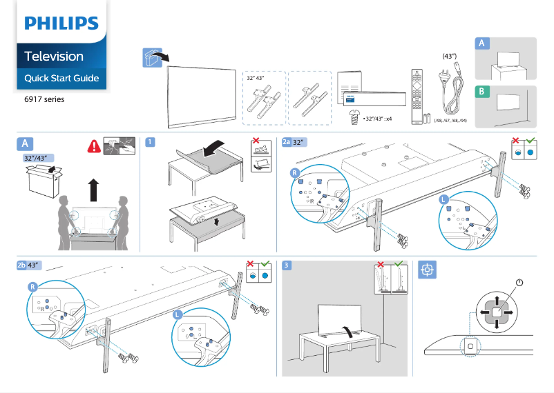 Page n°1 - Guide de démarrage rapide Philips 32PHT6917