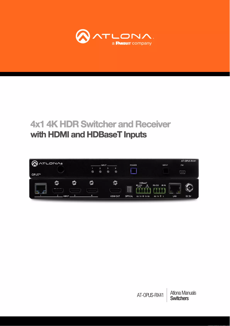Page 1 de la notice Manuel utilisateur Atlona AT-OPUS-RX41