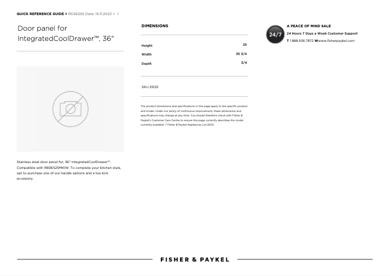 Page n°1 - Manuel utilisateur Fisher & Paykel RD3625S