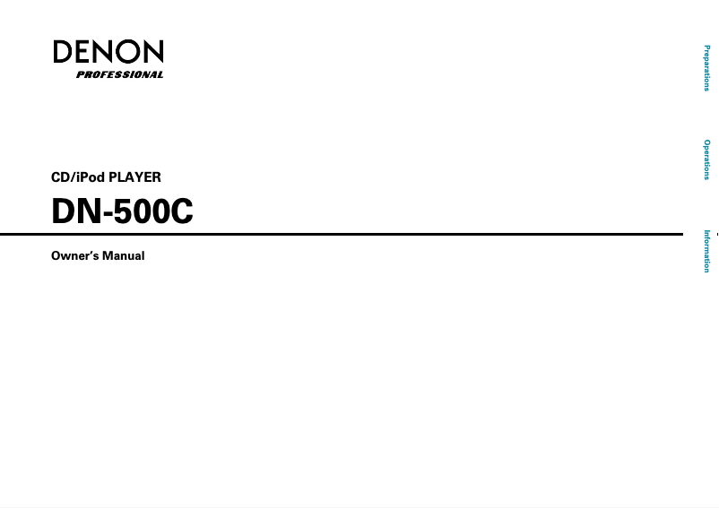 Page n°1 - Manuel utilisateur Denon DN-500C