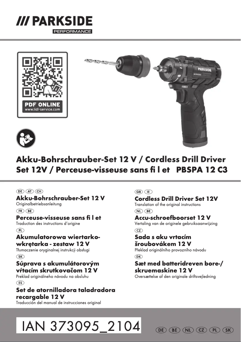 Page n°1 - Manuel utilisateur Parkside PBSPA 12 C3