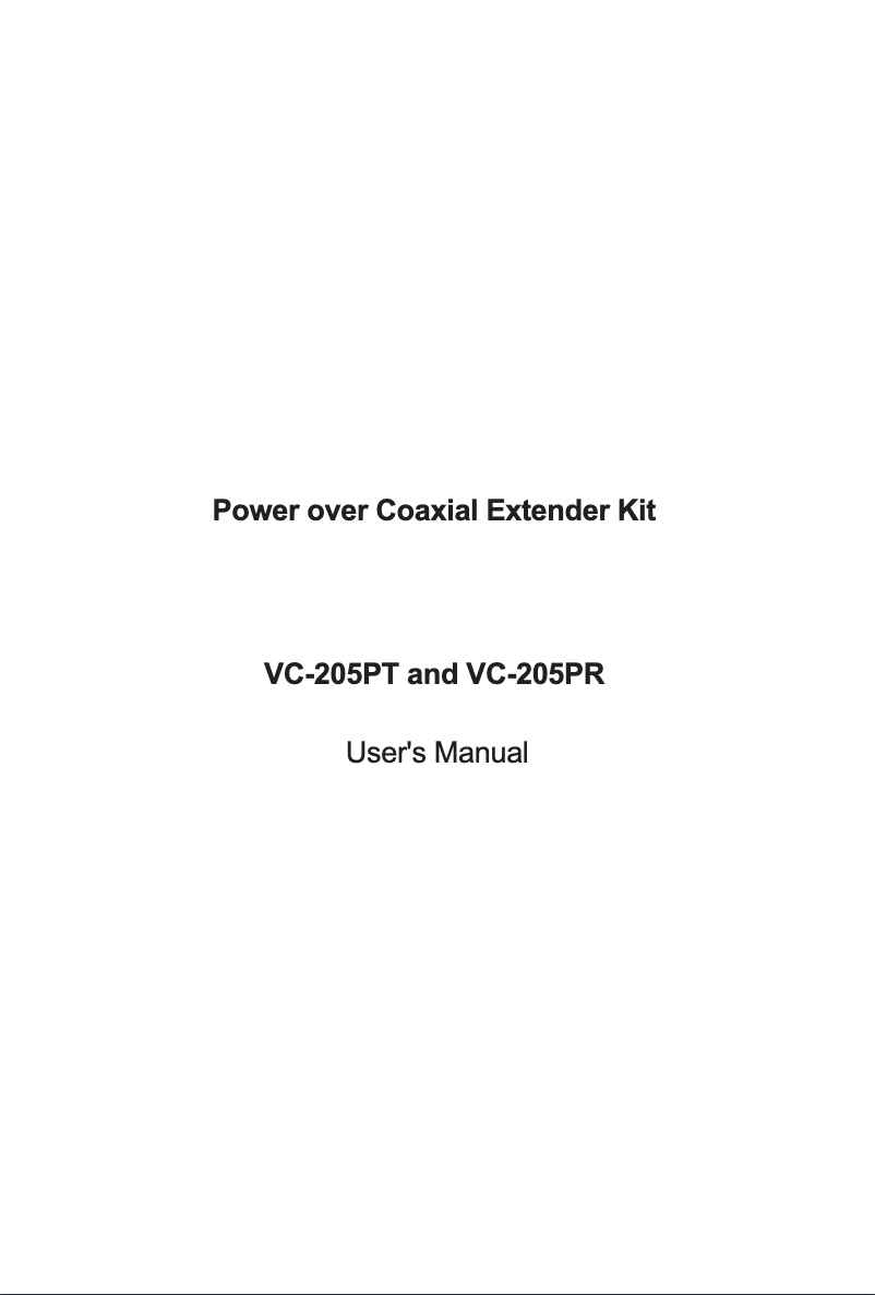 Page 1 de la notice Manuel utilisateur Planet VC-205-KIT