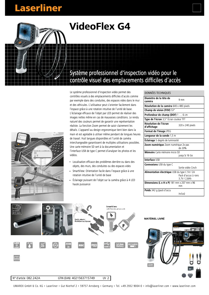 Image de la première page du manuel de l'appareil VideoFlex G4