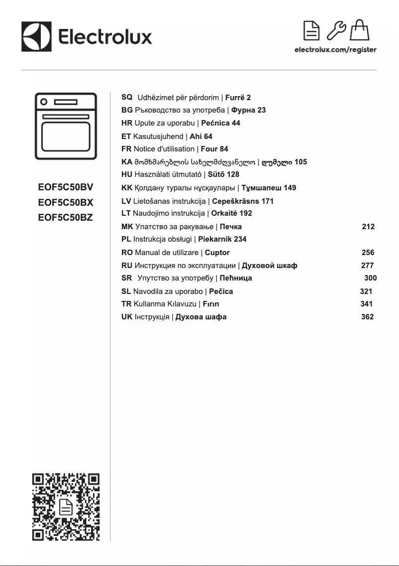 Page 1 de la notice Manuel utilisateur Electrolux EOF5C50BX