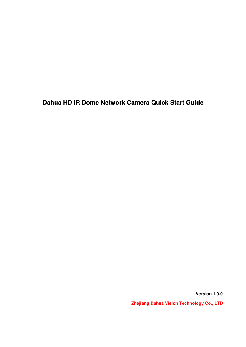 Page n°1 - Manuel utilisateur Dahua Technology IPC-HDBW81230E-Z