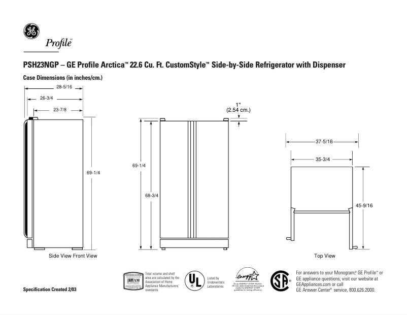 Imagen de la primera página del manual del dispositivo Profile CustomStyle PSH23NGPCC