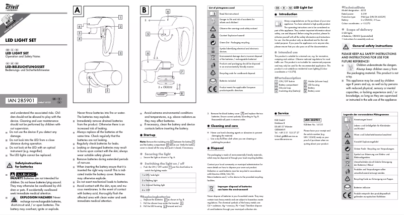 Page 1 de la notice Manuel utilisateur Crivit IAN 285901