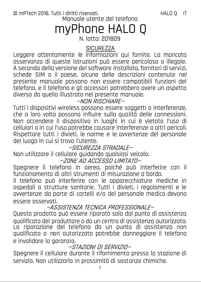 Image de la première page du manuel de l'appareil Halo Q