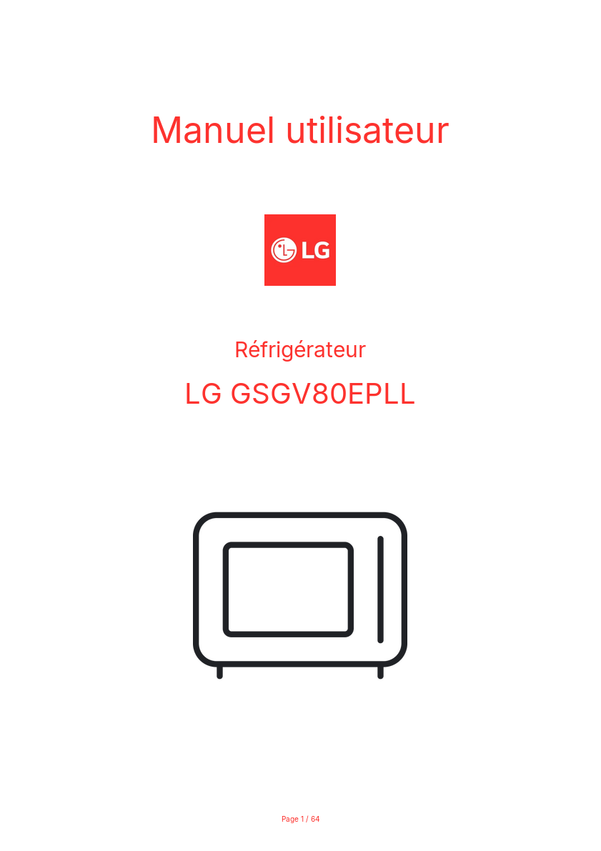 Page n°1 - Manuel utilisateur LG GSGV80EPLL