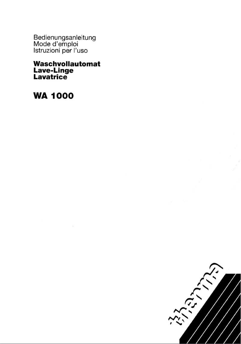 Page n°1 - Manuel utilisateur Therma WA 1000