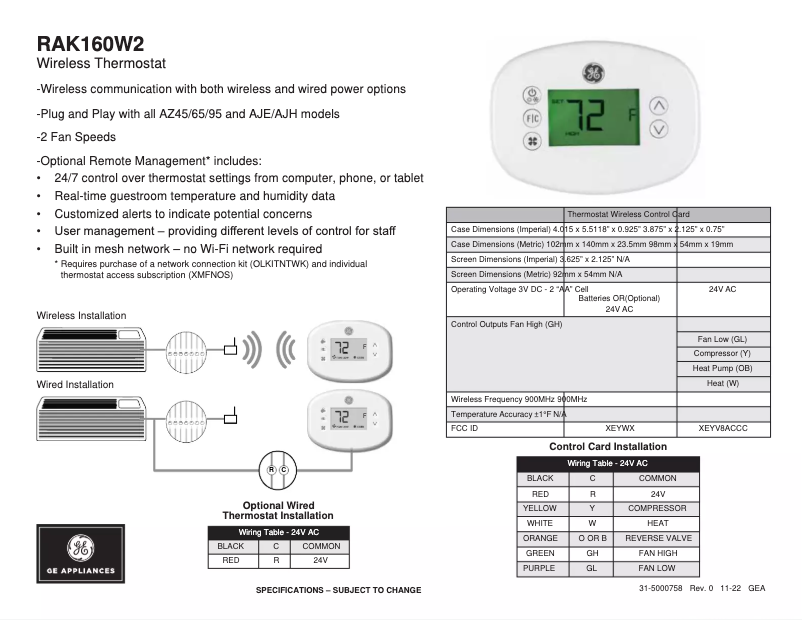 Image de la première page du manuel de l'appareil RAK160W2