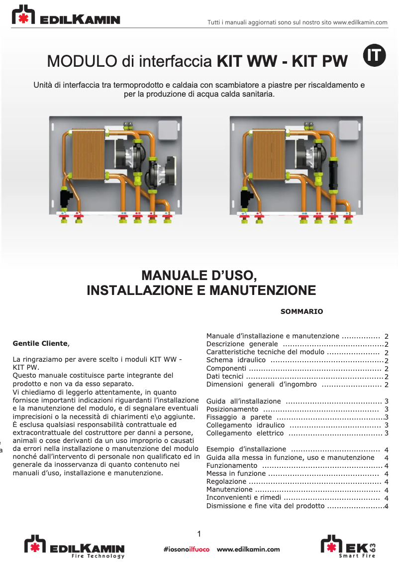 Image de la première page du manuel de l'appareil KIT WW