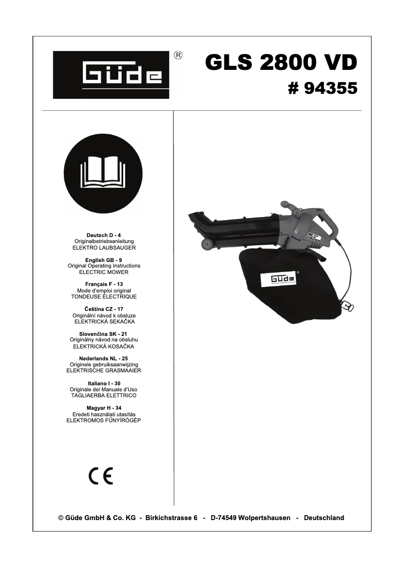 Page 1 de la notice Manuel utilisateur Güde GLS 2800 VD