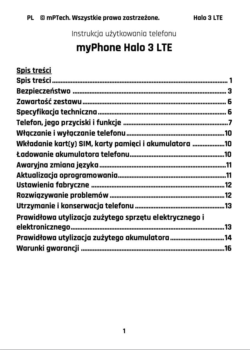 Page n°1 - Manuel utilisateur myPhone HALO 3 LTE
