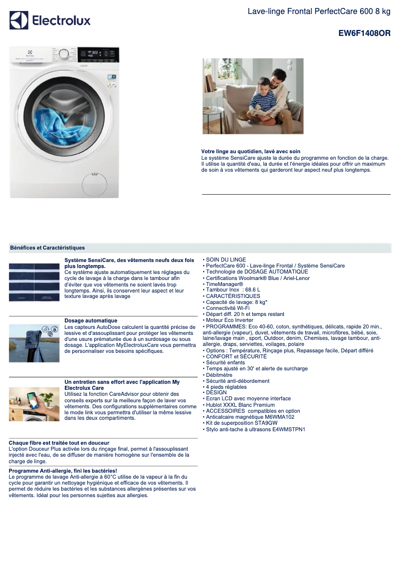 Page n°1 - Fiche technique Electrolux EW6F1408OR