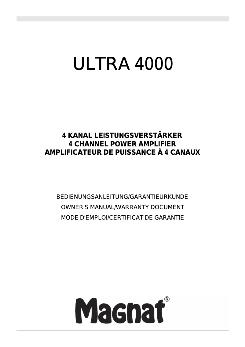 Page 1 de la notice Manuel utilisateur Magnat Ultra 4000