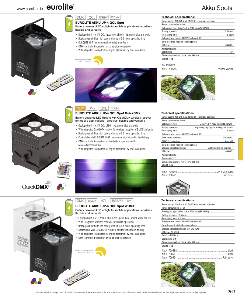 Page 1 de la notice Catalogue Eurolite AKKU UP-4 Entry