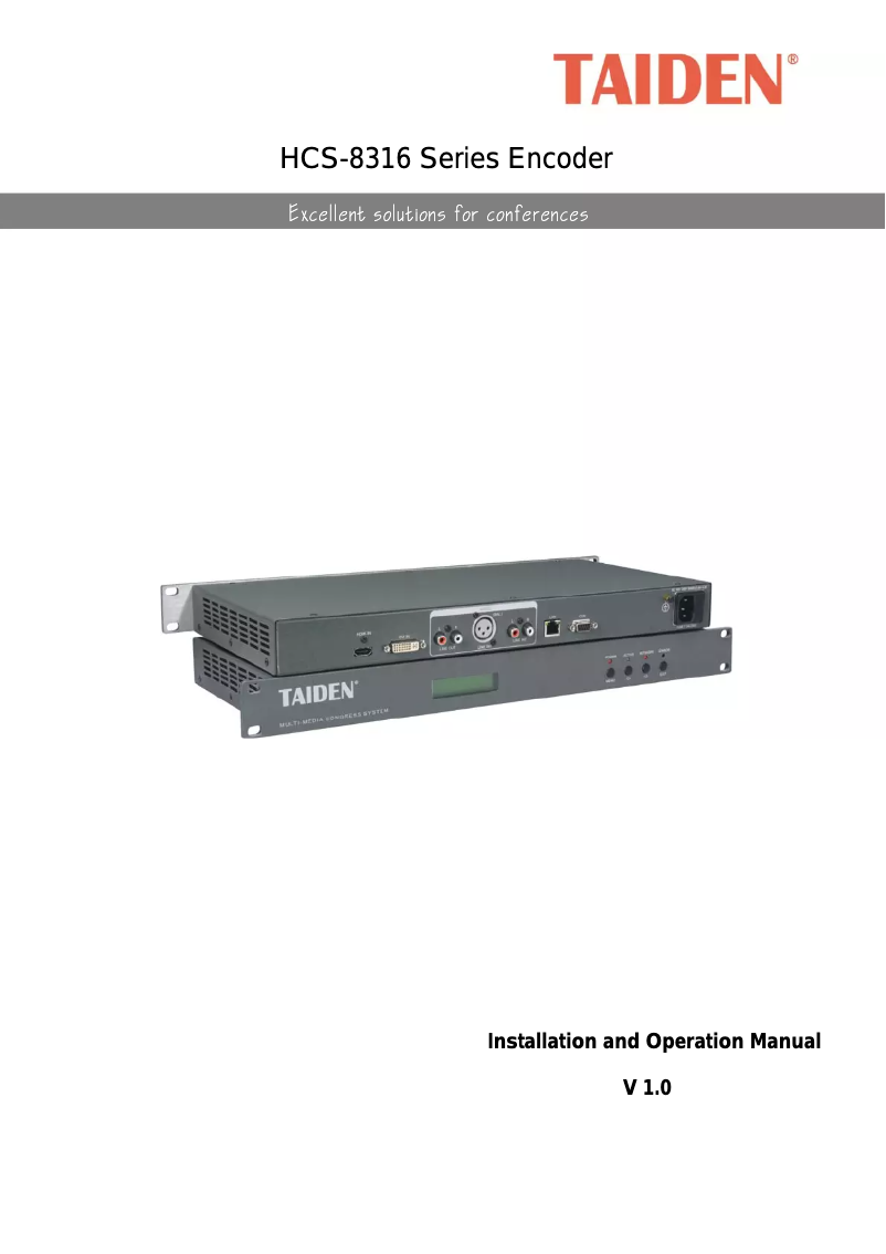 Image de la première page du manuel de l'appareil HCS-8316SDI