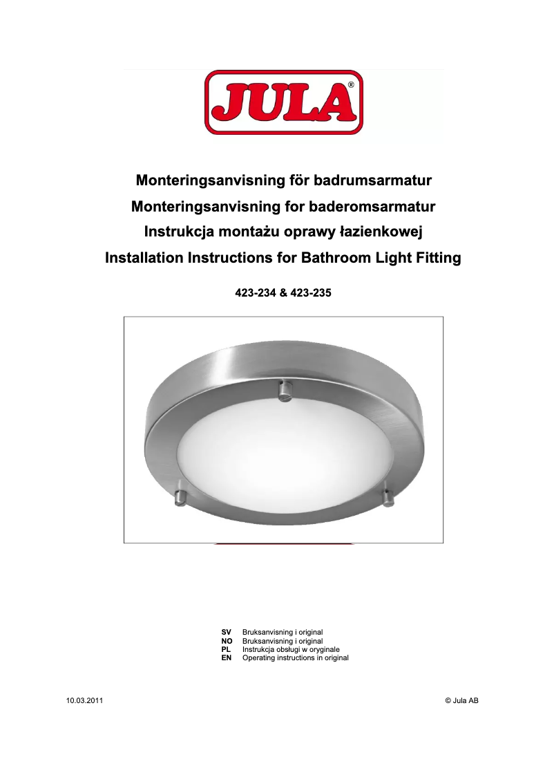 Page n°1 - Manuel utilisateur Anslut 423-234