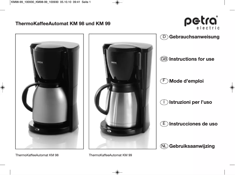 Page 1 de la notice Manuel utilisateur Petra Electric KM 98