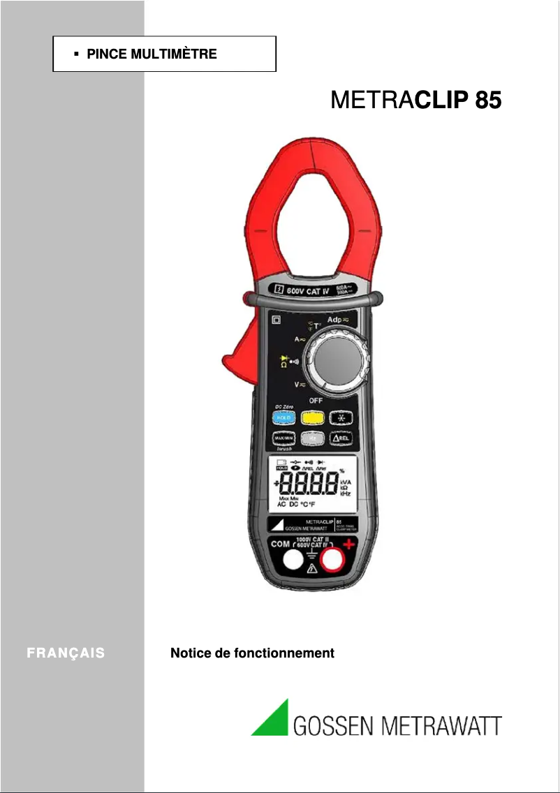 Page n°1 - Manuel utilisateur Gossen Metrawatt MetraClip 85