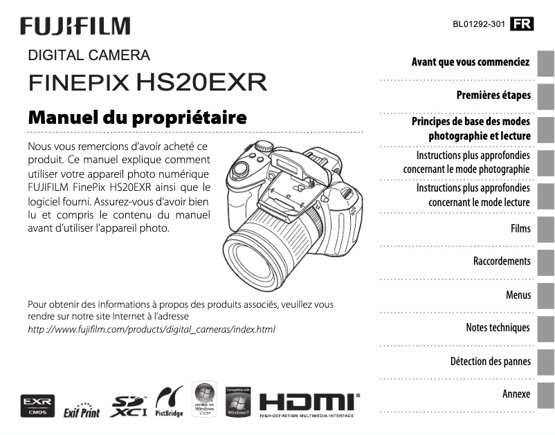 Page n°1 - Manuel utilisateur Fujifilm FinePix HS22EXR