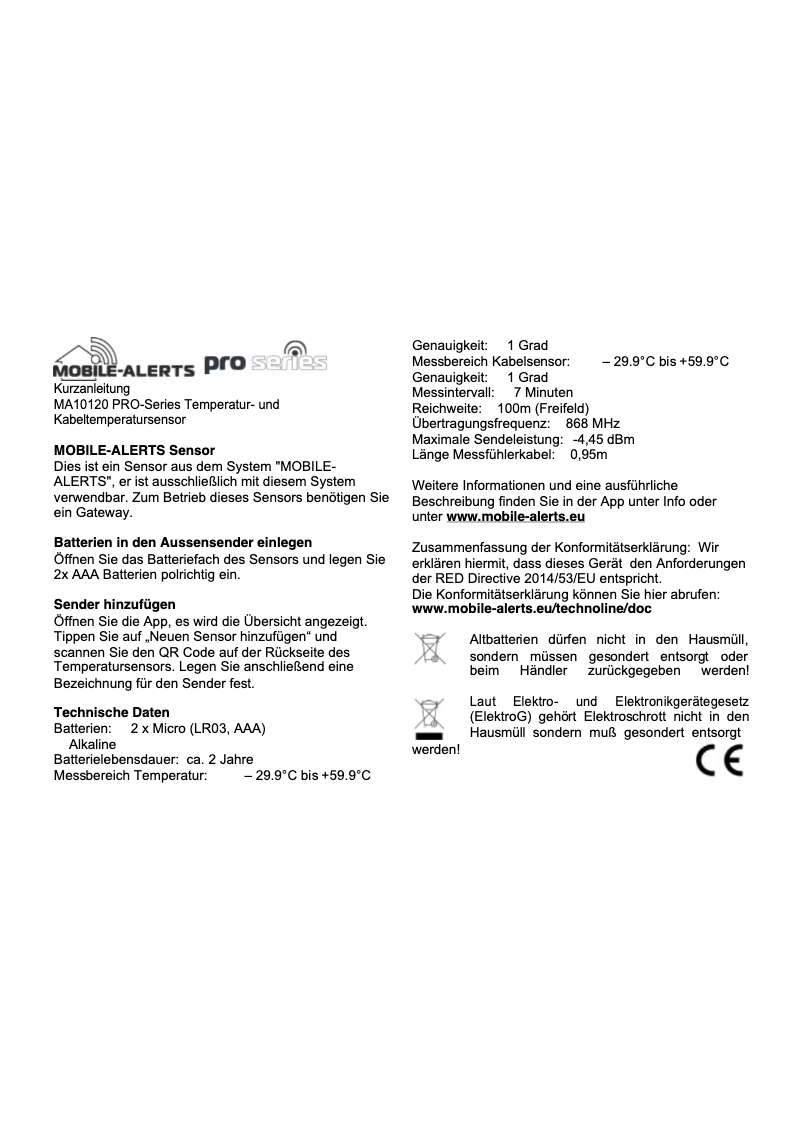 Page n°1 - Manuel utilisateur Techno Line MA 10120