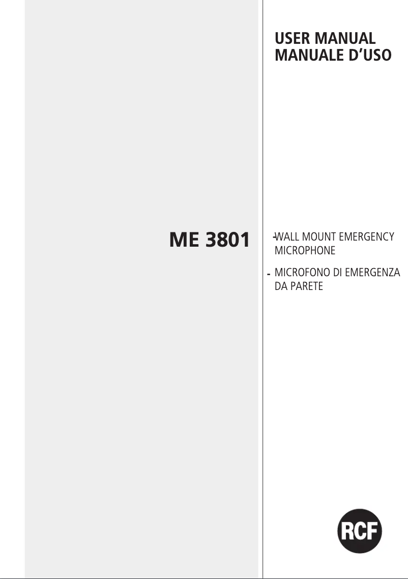Page n°1 - Manuel utilisateur RCF ME 3801
