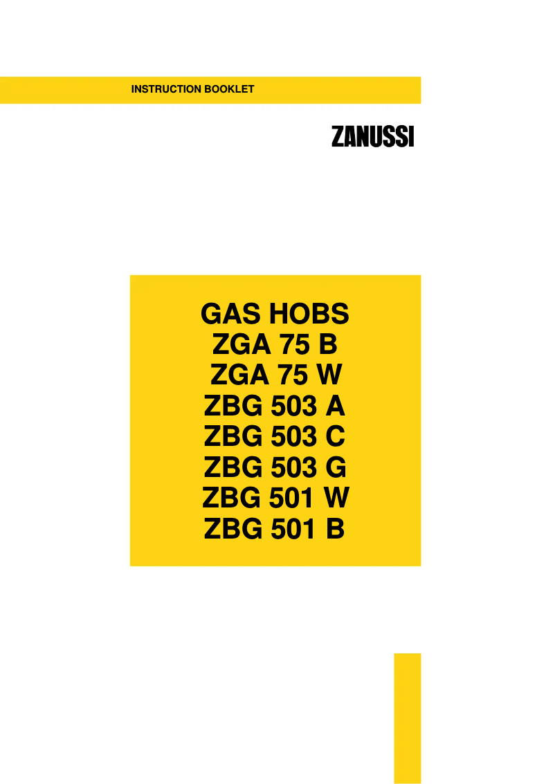 Page 1 de la notice Manuel utilisateur Zanussi ZBG503G