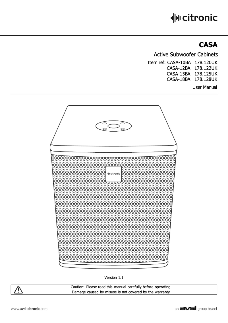 First page image of the manual for CASA-12BA