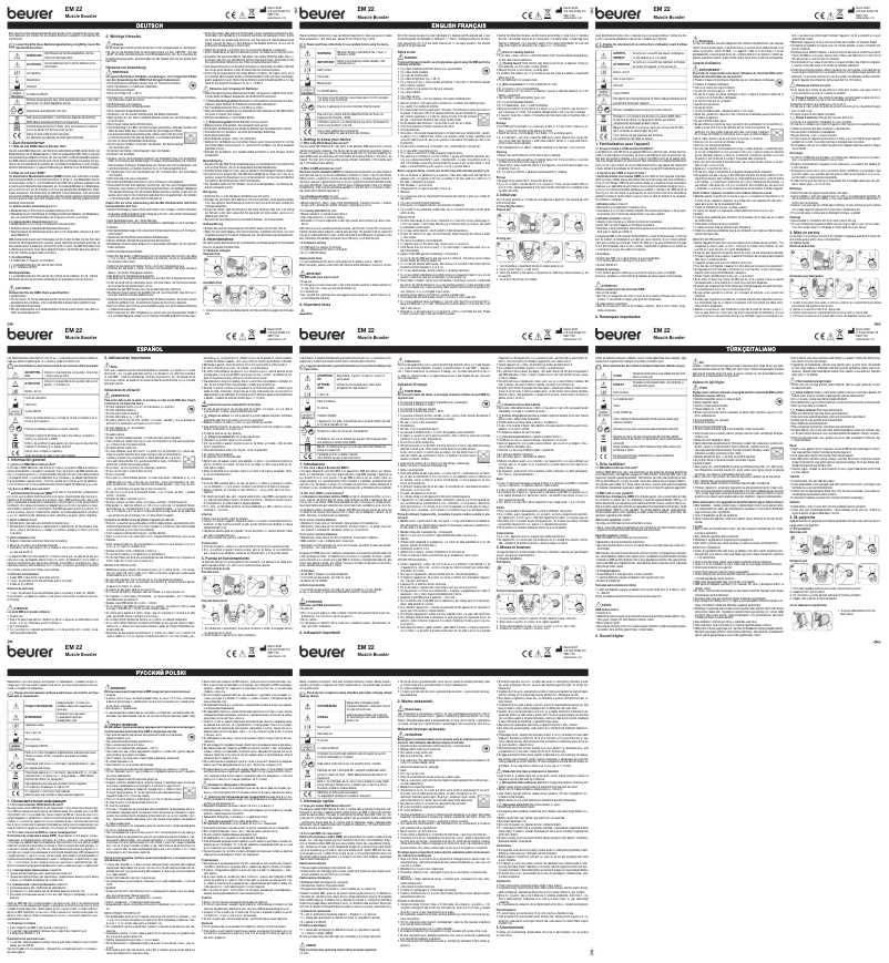 Page n°1 - Manuel utilisateur Beurer EM 22