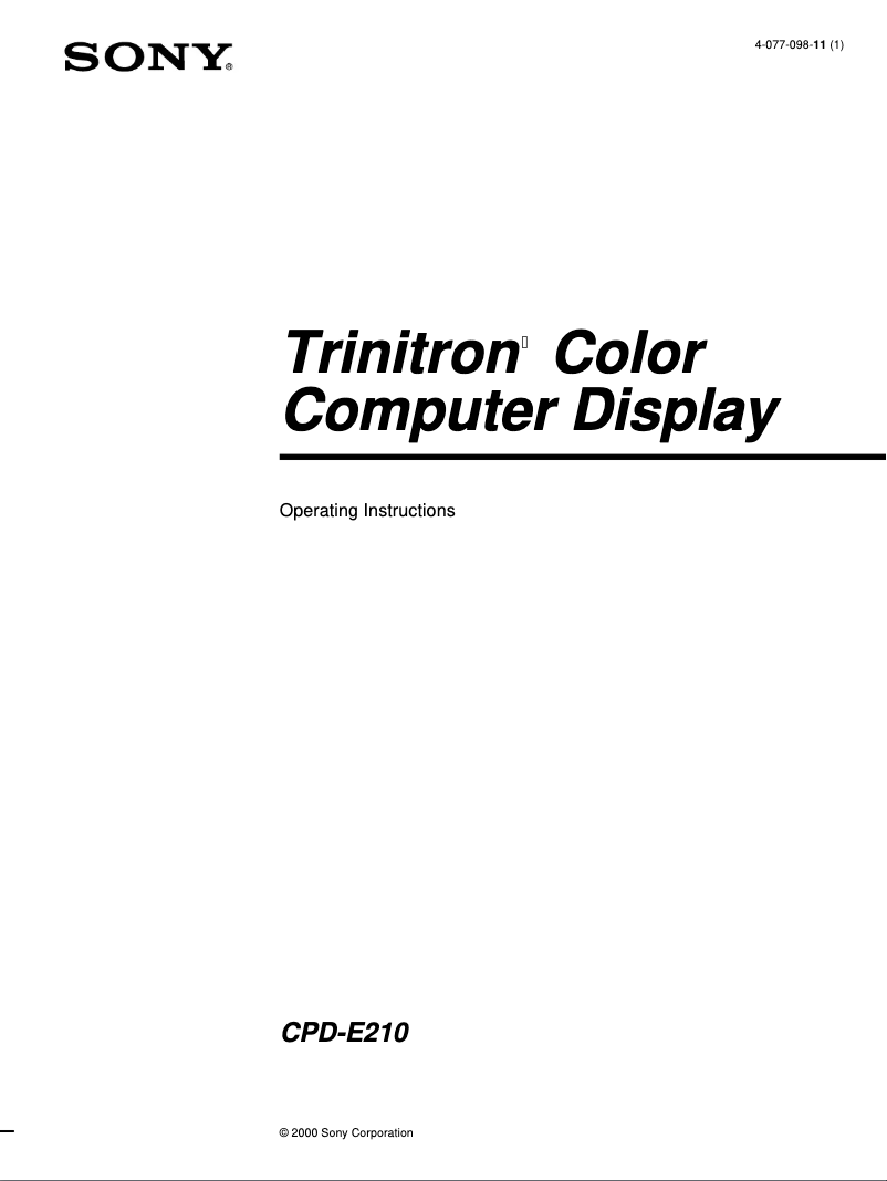 Page n°1 - Manuel utilisateur Sony CPD-E210