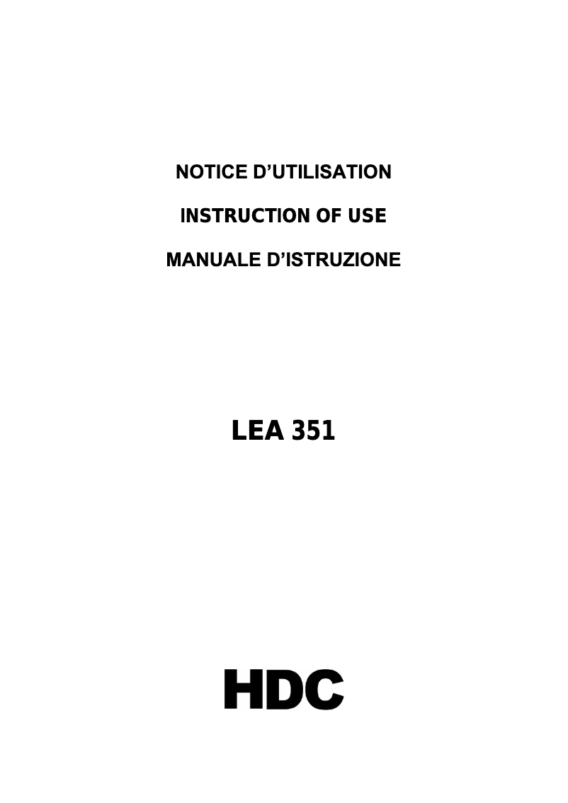 Page 1 de la notice Manuel utilisateur HDC LEA351