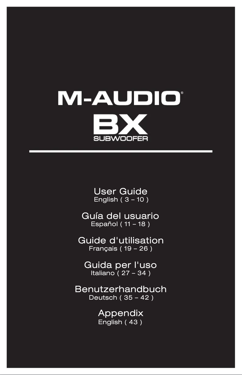 Image de la première page du manuel de l'appareil BX Subwoofer