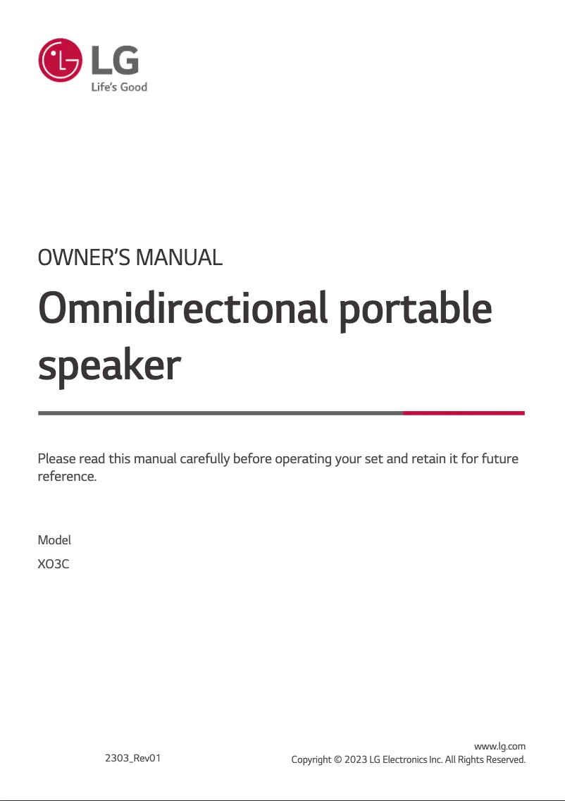 Page n°1 - Manuel utilisateur LG XBOOM 360 XO3C