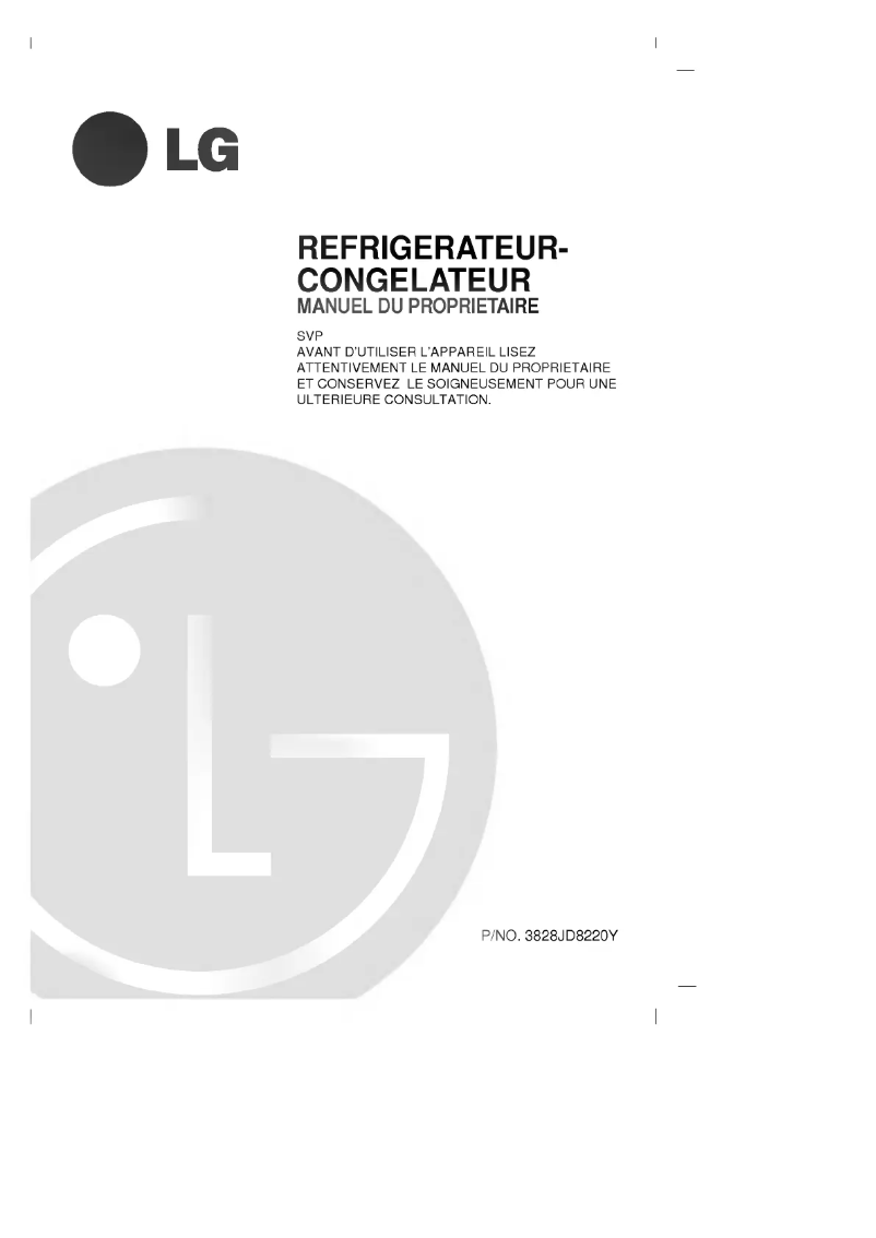 Page 1 de la notice Manuel utilisateur LG GR-T582GV