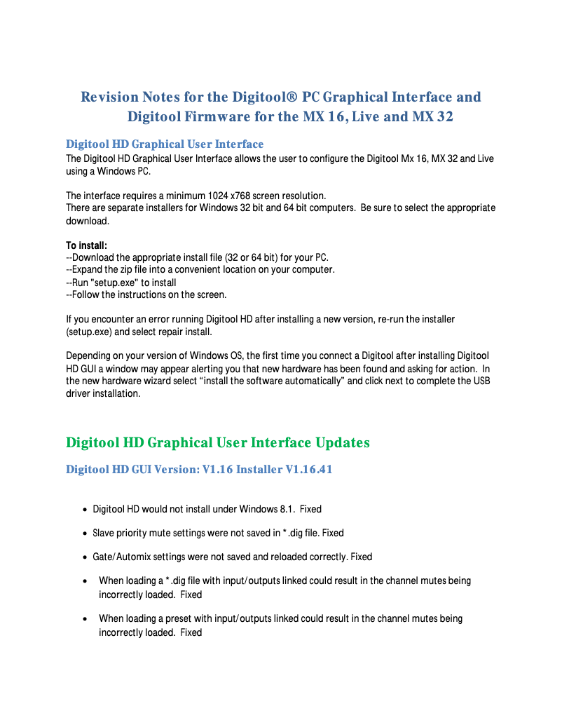 Page 1 de la notice Fiche technique Peavey Digitool LIVE