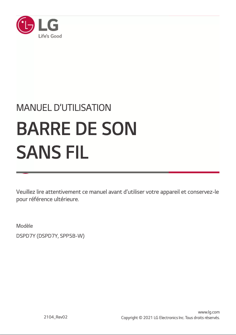 Image de la première page du manuel de l'appareil DSPD7Y