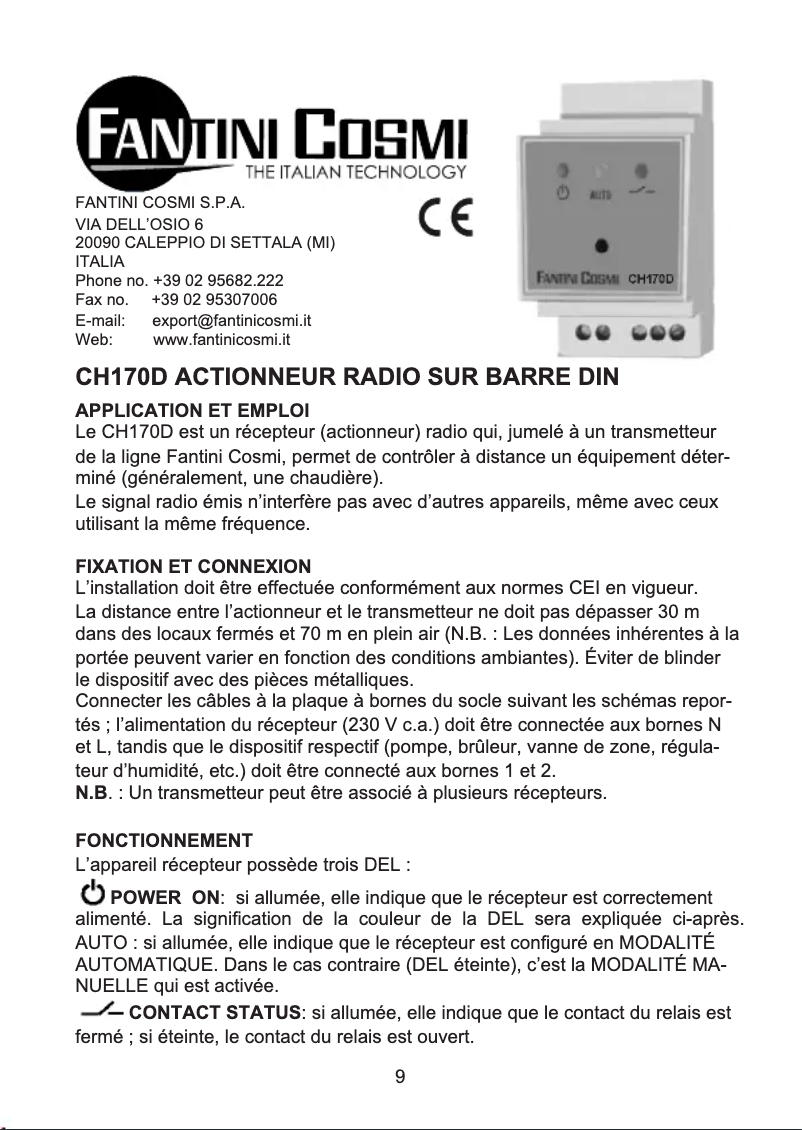 Image de la première page du manuel de l'appareil CH170D