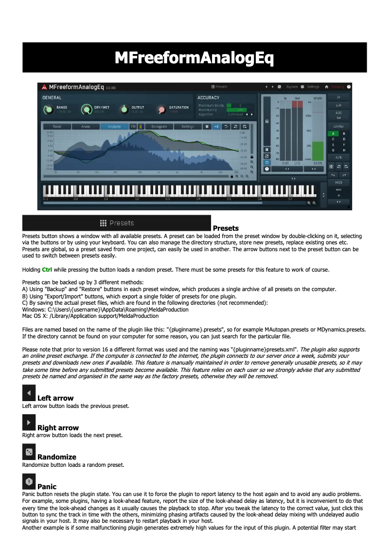 Page n°1 - Manuel utilisateur MeldaProduction MFreeFormAnalogEQ