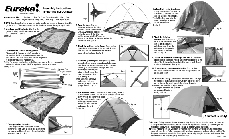 Page n°1 - Manuel utilisateur Eureka Timberline SQ Outfitter