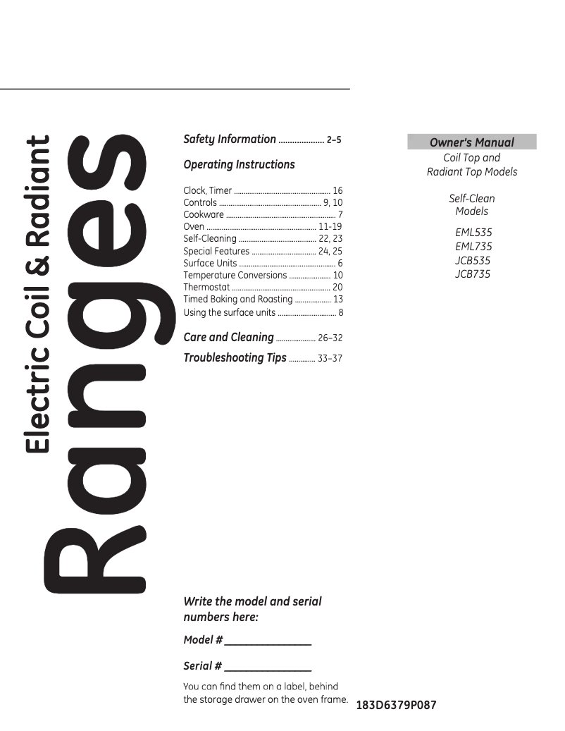 Image de la première page du manuel de l'appareil EML535NNF0