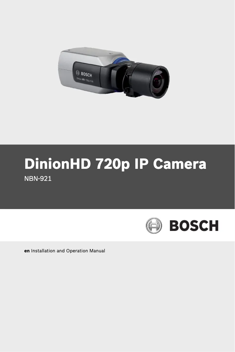 Page n°1 - Manuel utilisateur Bosch DinionHD NBN-921