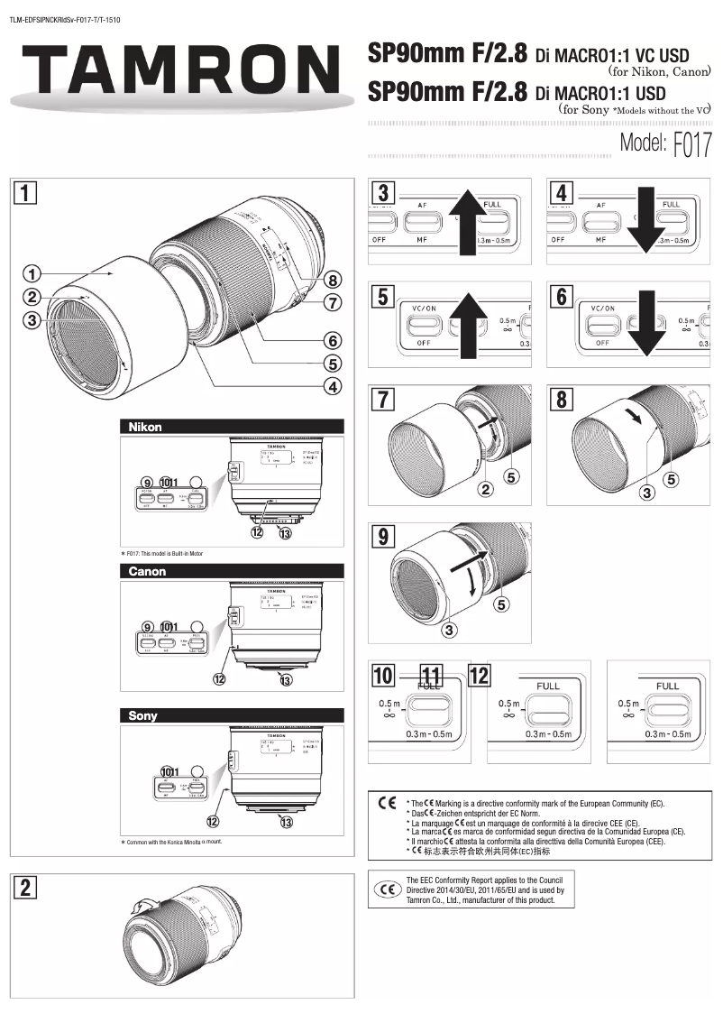 Page n°1 - Manuel utilisateur Tamron F004